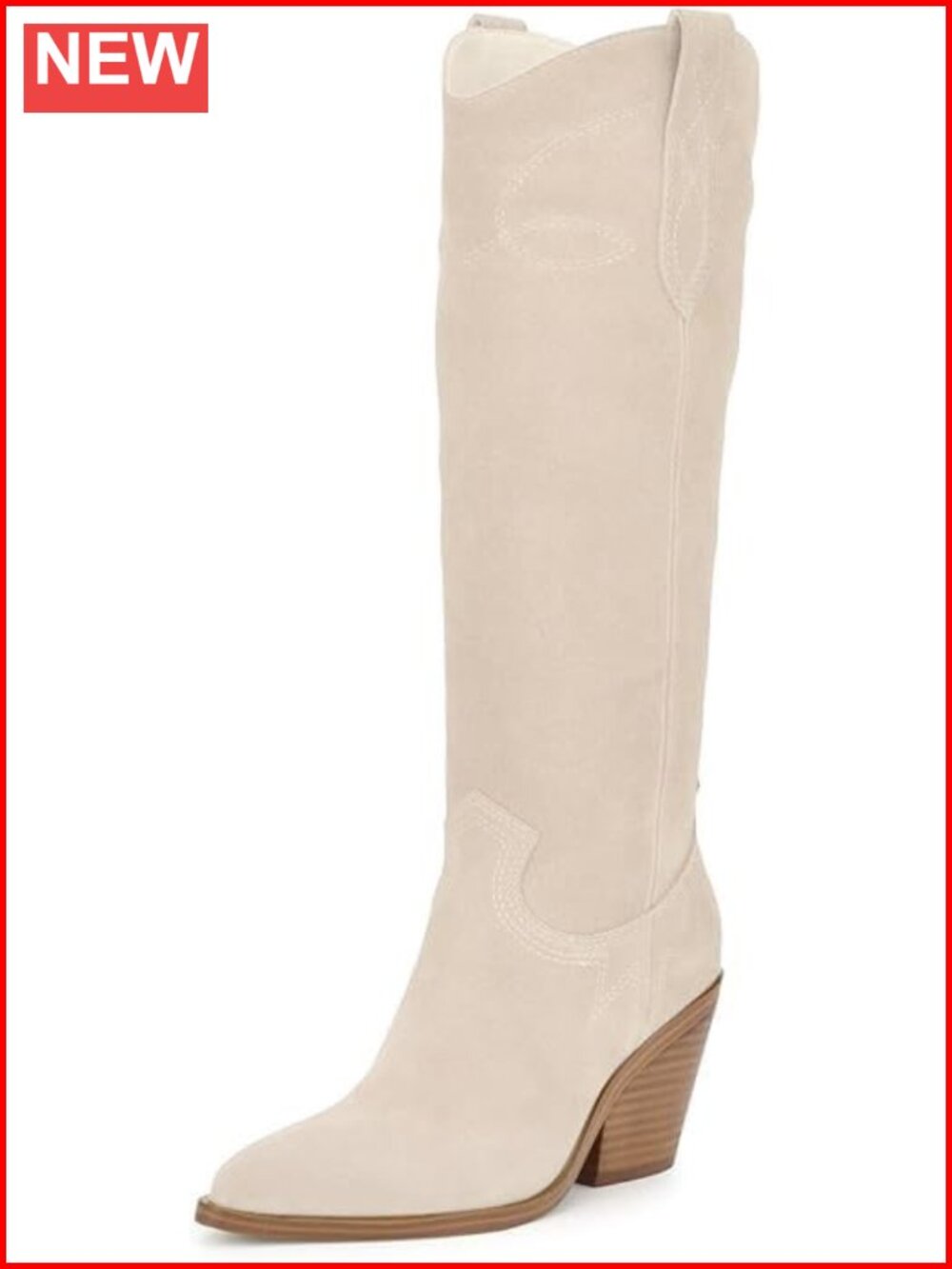 Suede Cowgirl Boots Knee High Western Pointed Toe Block Heel Embroidered